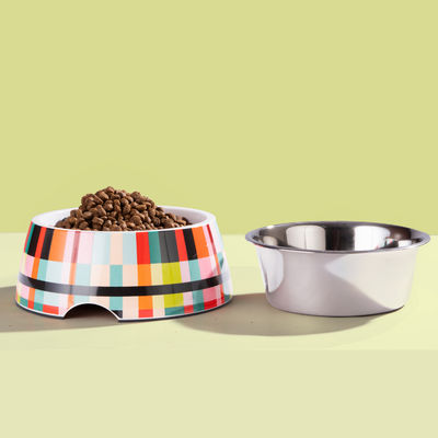 2-in-1 Melamine Dog Bowl | Abstract - Large