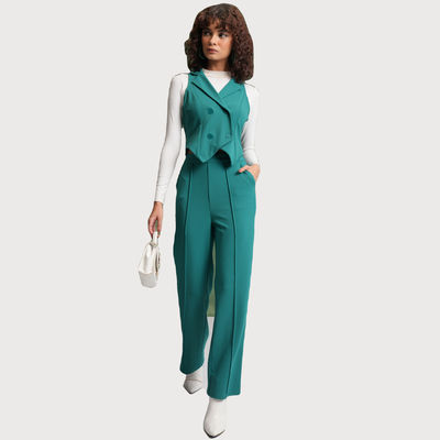 Women's Vest Blazer With Trousers | Green - S