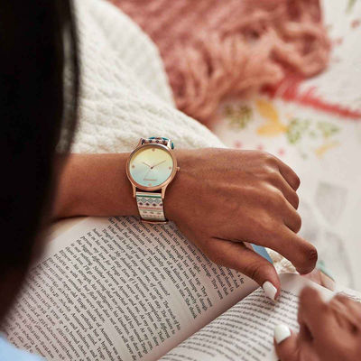 Chumbak Women's Leather Round Analog Watch | Teal