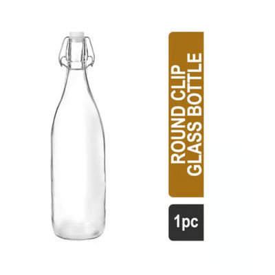 Glass Ideas Round Clip Glass Bottle (1000 Ml)