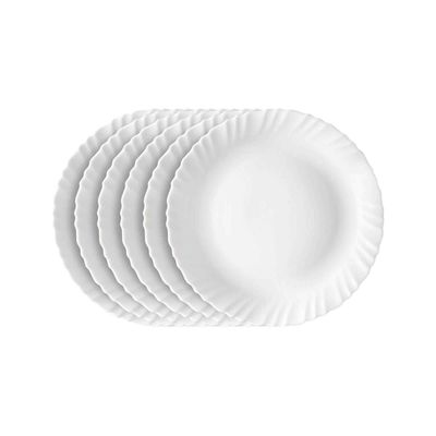 Opalware 11" Inch Full Plate 6 Pcs Set, White Crockery Set For Daily Use & Gifting, Pack of 1 (6 pieces)