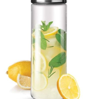 Treo By Milton Borosilicate Crystal Glass Bottle, 500 ml, Glaze Steel