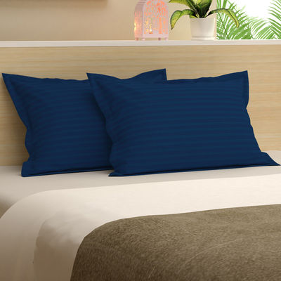 300 Tc Satin Pillow Cover Set | Navy Blue