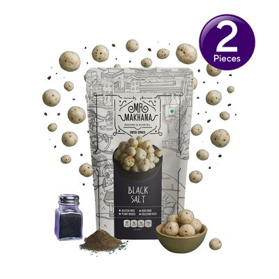 MR. MAKHANA Fox Nuts Black Salt - Delicious Teatime Snack, Popped Lotus Seeds, Roasted In Olive Oil Combo
