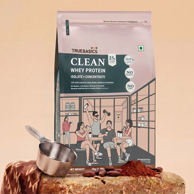 TrueBasics Clean Whey Protein Powder Isolate & Concentrate Blend (Chocolate)