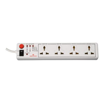 Panasonic 6 Amp 4 Way Universal Socket With Single Switch, 22047, White