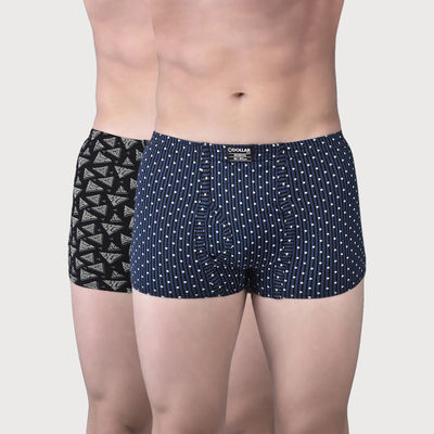 Men's Soft Combed Cotton Printed Trunk | Pack Of 2 | Assorted - M