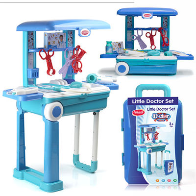 Pretend Play Doctor Set with Trolley & LED Tools with 13 Piece Doctor Kit - Age 3+ |Blue