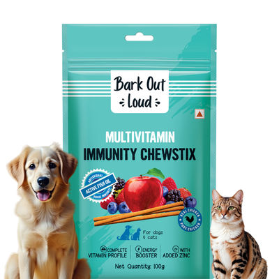 Dog Treat & Cat Treat | Multivitamin Immunity Chewstix | Omega & Zinc to Boost Health