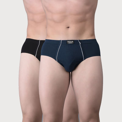 Men's Solid Brief With Anti-Microbial Odour Control | Pack Of 2 - Assorted - XL