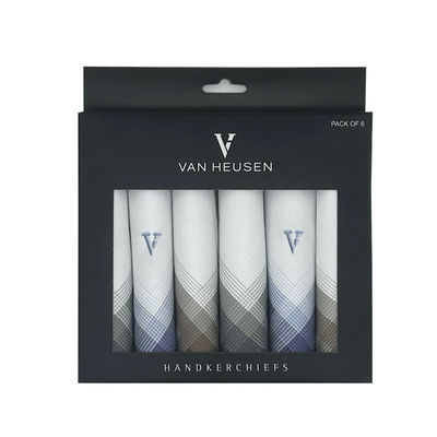 Men's Cotton Colour Border Handkerchief | White, Olive, Blue & Brown