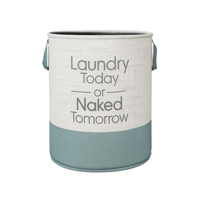 Non-Woven Round Jute-Print Toy Storage Laundry Basket|45 L|Gray