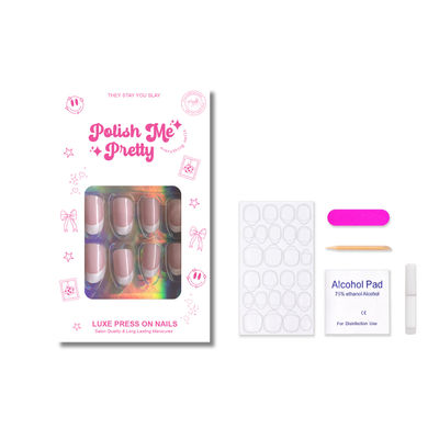 Polish Me Pretty Luxe Press On Nails - French Vanilla - Oval Short
