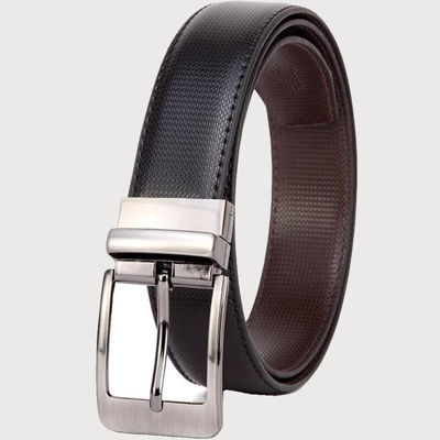 Men's Textured Artificial Leather Reversible Belt | Black and Brown - 40 Inches