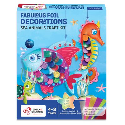 Chalk And Chuckles Foil Decorations-Sea Animals Craft Kit
