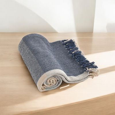 Blue And White Cotton Throw