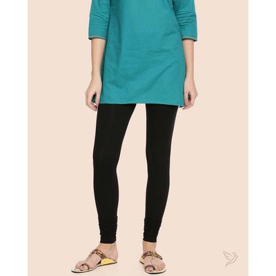 Twin Birds Women's Viscose Churidar Legging | 1503V | Black Plus - M
