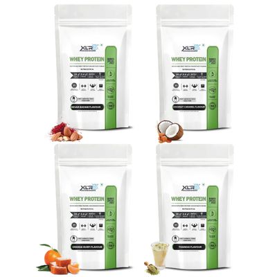 XLR8 Whey Protein with 24 g protein, 5.4 g BCAA - (136g, Pack of 4, Desi Delight)
