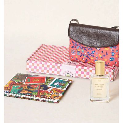 Chumbak Jet-Setter Muse Set of 3 - Mother's Day Gift (Sling Bag,Perfume,Notebook) with Gift Box