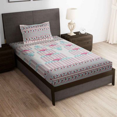 160 TC Microfiber Single Floral Flat Bedsheet | Multicolor