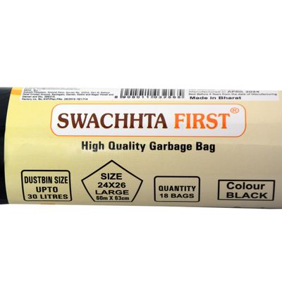 Swachhta First High Quality Garbage Bags - Black Large (24 X 26 Inches)