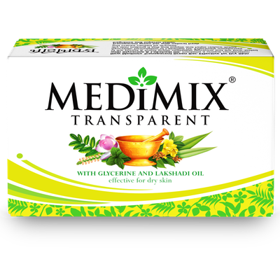 Medimix Transparent Ayurvedic Bathing Soap Infused with Glycerine & Lakshadi Oil for Dry Skin