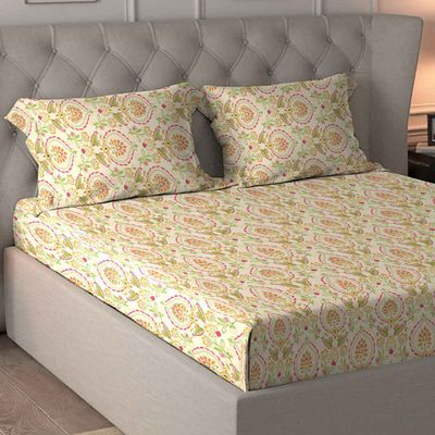 by myTrident Microfiber Bedsheet Set | Queen Size Double Bed sheet | 2 Pillow Covers | Eden