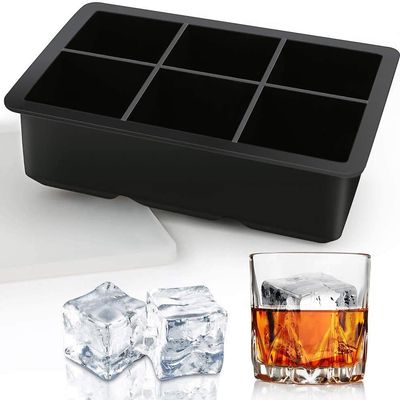BPA Free Silicone Jumbo Ice Cube Tray Square Mold | Black