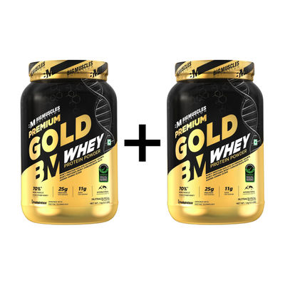 Bigmuscles Nutrition Premium Gold Whey 1Kg Belgian Chocolate Combo