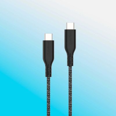 ecolo Type C to C PD 100W Sync & Charge Cable GRS Certified Recycled Plastic compatible with iPhone 15 and 16, MacBooks and laptops that require Type-C PD 100W charging - Black