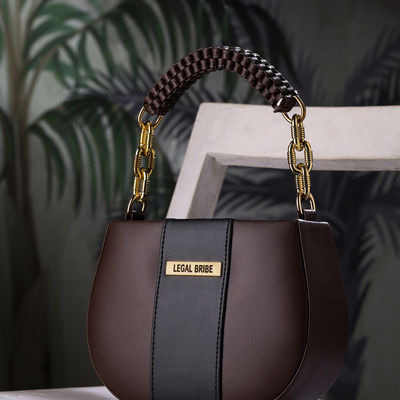 Women'S Knitted Handle Sling Bag | Lb1967 | Brown (1pc) & Beautynx Cute Teddy Love Jewellery Box | Bnx-Gf-00090 (1pc) Combo