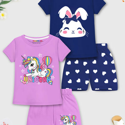 Girls' Topwear Printed Clothing Set | TRM-TSH-420-2 | Multicolor | 3-4 Years