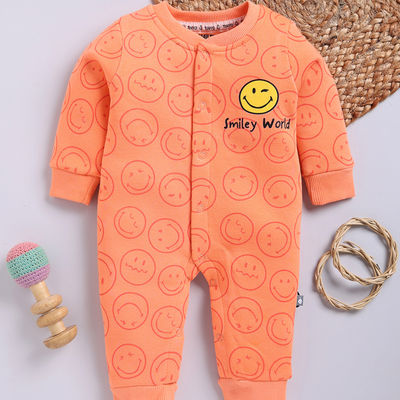 Smiley Printed Romper Infant Boys | Orange - 3-6 Month