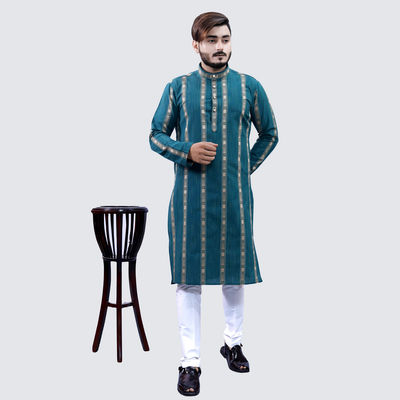 Men Kurta - Ocean | Cotton Blend | L