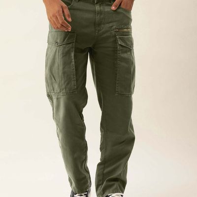 Men's Relax Fit Cargo Trousers | Olive - 30