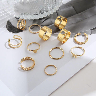 Gold-Plated Stackable Finger Ring (1 Pack 12 Pieces)