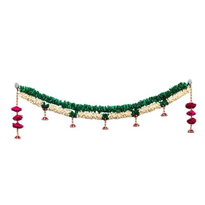 Green & White Artificial Toran For Door Hanging | Aksharveda