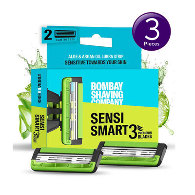 Cartridge For Bombay Shaving Company Sensi Smart 3 Razor| Curved Blades Ensure Precise, Safe, And Smooth Shaves Combo