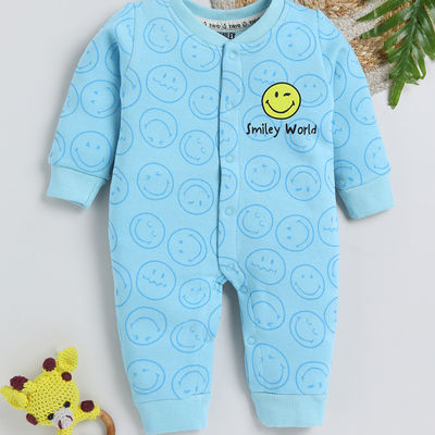 Smiley Printed Romper Infant Boys | Blue - 0 - 3 Month