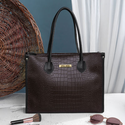 Women's Crock Style Tote Bag | LB1686 | Brown