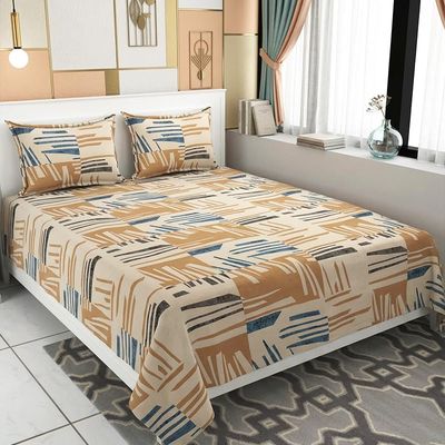 Yellow Abstract 180 TC Microfiber Double Bedsheet | With 2 Pillow Covers