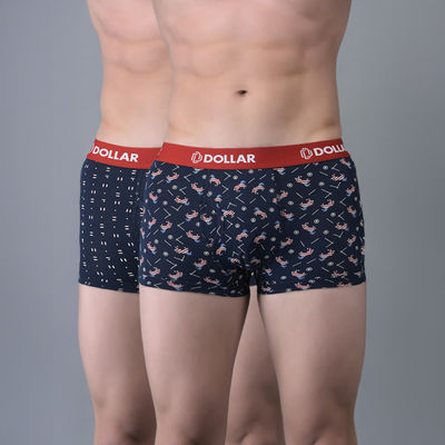 Men's Combed Cotton Printed Trunk | Pack Of 2 | Assorted - XXL
