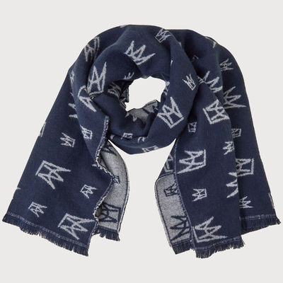 Women's Crown Emblem Jacquard Blanket Scarf - Blue