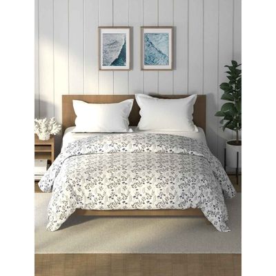 Nautica Super Soft 100% Cotton Fabric Comforter for All Weather | Double Size | Floral | Grey