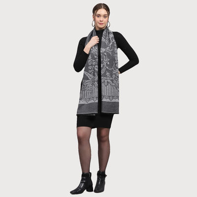 Monte Carlo Womens Self Design Grey Stole (224Stl4237-0-28) (L 200 Cm X W 70 Cm)