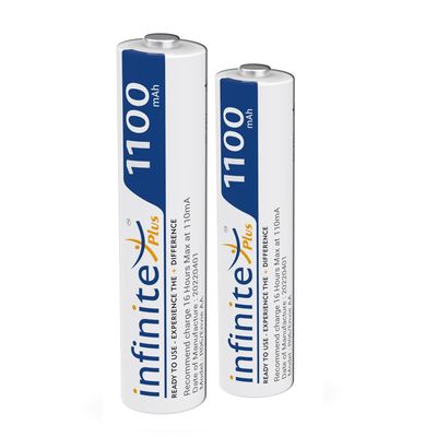 (AAA11002PL) AAA Rechargeable Batteries, High-Capacity Ni-MH 1100 mAh, Low Self Discharge, Pre-Charged (Pack Of 2) For Camera, Toys