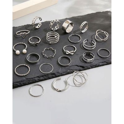 Jewellery Stylish Rings for Women and Girls - Set of 22 | Silver | Sd14738r