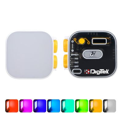 (LED-D10W RGB) 10W Portable Multi Color Mini LED Video Light with 3 Color Modes, 360Degree Rotation, Magnetic Absorption, 2500-9000K Color Temperature, 2Hrs Battery Life, Camera & Tripod Mountable