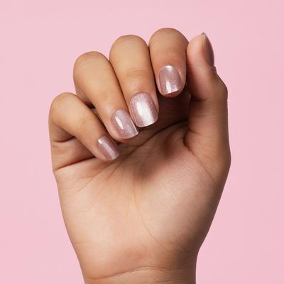 Nailed It Reusable Luxury Press On Nails | Medium Square | Ballerina Baby | Nude Shimmer