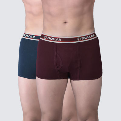 Men's Solid Combed Trunk With Double Pouch Support | Pack Of 2 | Assorted - M